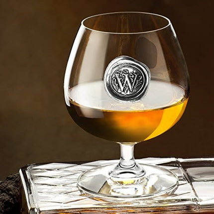 English Pewter Company 14.5oz Brandy Cognac Snifter Glass With Monogram Initial - Personalized Gift With Your Choice of Initial (J) [MON210]