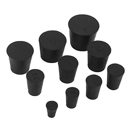 19-Pack (10 Assorted Sizes) 000# -7# Solid Rubber Stoppers