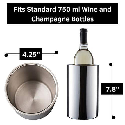 Enoluxe Wine Chiller Bucket - Champagne Bucket - Elegant White Wine Bucket or Champagne Chiller for All 750 ml Bottles - Insulated Wine Cooler Bucket to Keep Wine Cold (Stainless Steel)