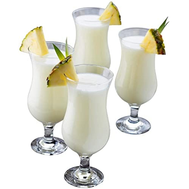 Epure Venezia Collection 4 Piece Hurricane Glass Set - Perfect for Drinking Pina Coladas, Cocktails, Full-Bodied Beer, Juice, and Water (Pina Colada (15.5 oz))