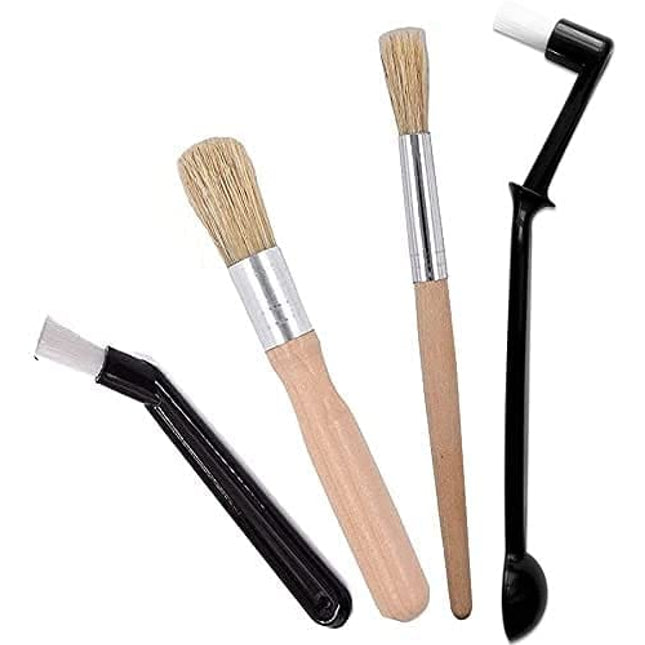 Coffee Machine Cleaning Brush Set 4 Pieces Coffee Cleaning Brush Wooden Cleaning Brush for Grinders and Nylon Espresso Brush for Coffee Machine Group Head