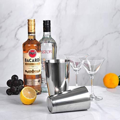 Etens Glass Cocktail Shaker, Martini Shaker 14oz with Recipes on Side |  Clear Bar Shaker with Measurements | Built in Strainer with Seal | Crystal