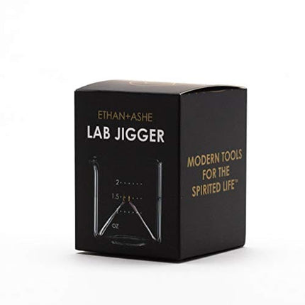 Ethan + Ashe - Cocktail Jigger For Bartending - Lab Series - Durable Borosilicate Glass - 15ml, 30ml, 45ml, and 60ml Measuring Cup In One
