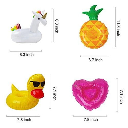 Etistta 9-Pack Inflatable Drink Holder Drinks Floats for Pool Party Summer Water Floatation Toy - Unicorn, Flamingo, Mermaid, Rainbow, Pineapple, Crab, Coconut Tree, Heart, Duck