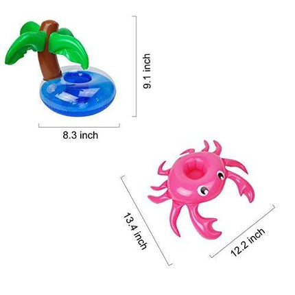 Etistta 9-Pack Inflatable Drink Holder Drinks Floats for Pool Party Summer Water Floatation Toy - Unicorn, Flamingo, Mermaid, Rainbow, Pineapple, Crab, Coconut Tree, Heart, Duck