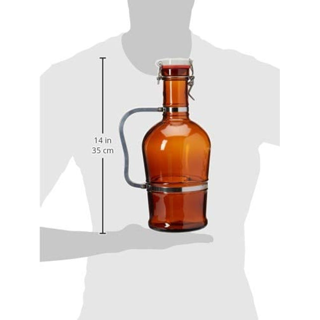 2 Liter Growler with Metal Handle- Amber