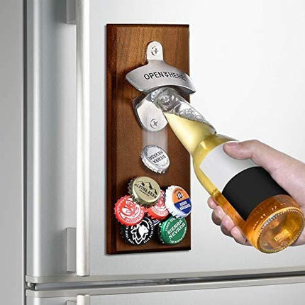 Gifts for Men Dad, Wall Mounted Magnetic Bottle Opener, Unique Beer Gift Ideas for Him Boyfriend Husband Grandpa Uncle, Cool Gadgets Christmas Stocking Stuffers, Birthday Housewarming Anniversary