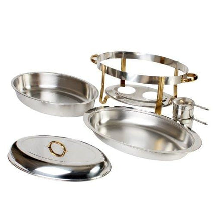 Excellanté Stainless Steel 6 Quart Gold Accented Oval Chafer