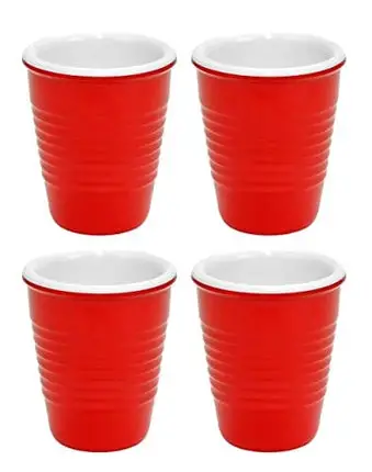 Fairly Odd Novelties Red Redneck Party Shot Glasses, 2oz Hard Plastic Melamine Cups, 4-Pack