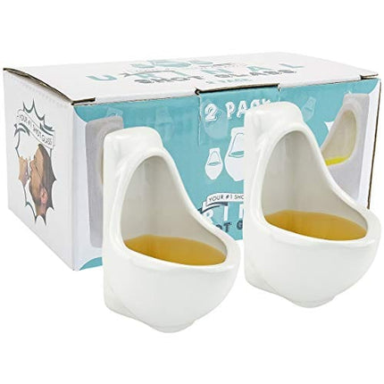 Fairly Odd Novelties Urinal Shot Glasses, Set of 2 Funny Bathroom Humor Gag White Elephant Gift, 1.5-Ounce