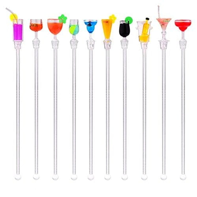Fashionclubs Acrylic Cocktail Swizzle Stirrer Sticks Pack of 10