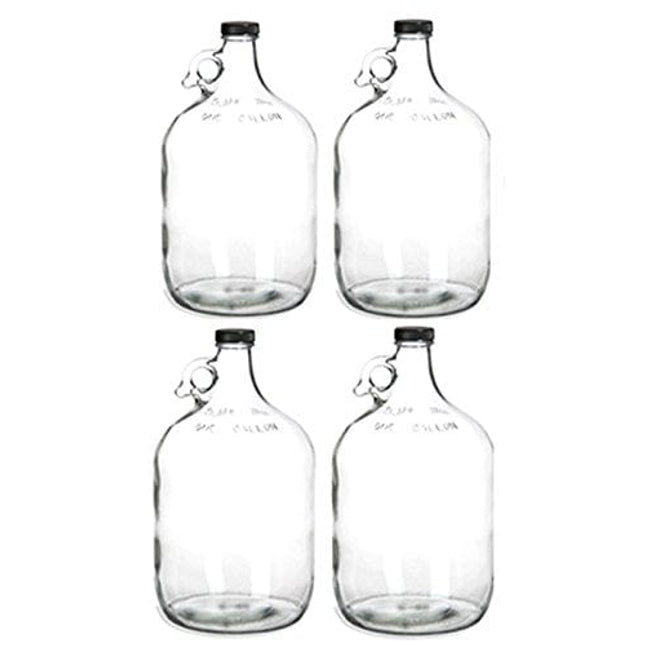 4 Glass Water Bottle, Includes 38 mm Polyseal Cap, 1 gal Capacity (Pack of 4)