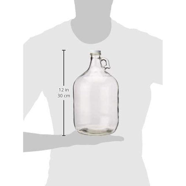 FastRack MN-TF9E-S1RA Glass Water Bottle Includes 38 mm Metal Screw Cap, 1 gallon Capacity, Clear