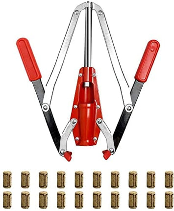 Double Lever Hand Corker – For Standard Wine, Belgian Beer, and Synthetic Plastic Corks, Wine Corker Tool with 20 Count Wine Corks (Red)