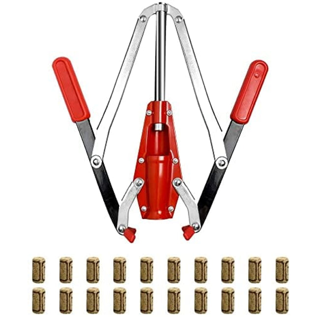 Double Lever Hand Corker – For Standard Wine, Belgian Beer, and Synthetic Plastic Corks, Wine Corker Tool with 20 Count Wine Corks (Red)