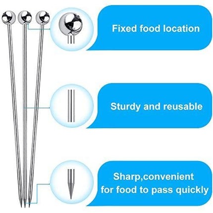 15PCS Cocktail Picks, Upgrade Stainless Steel Martini Picks, Reusable Metal Cocktail Skewers, 4.3 Inches Cocktail Toothpicks for Martinis Olives Appetizers Sandwich by FATLODA