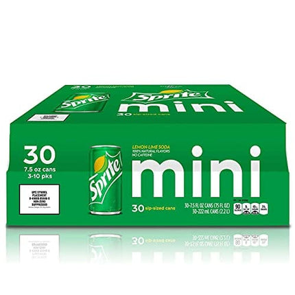Sprite Lemon-Lime Natural-Flavored Soda Mini Cans Soft Drink - 30 Pack Cans (7.5 Oz)