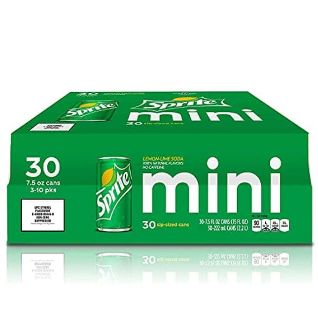 Sprite Lemon-Lime Natural-Flavored Soda Mini Cans Soft Drink - 30 Pack Cans (7.5 Oz)