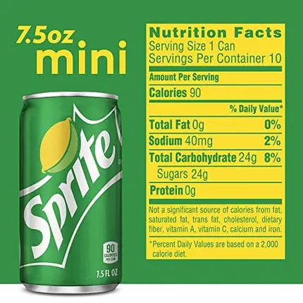 Sprite Lemon-Lime Natural-Flavored Soda Mini Cans Soft Drink - 30 Pack Cans (7.5 Oz)