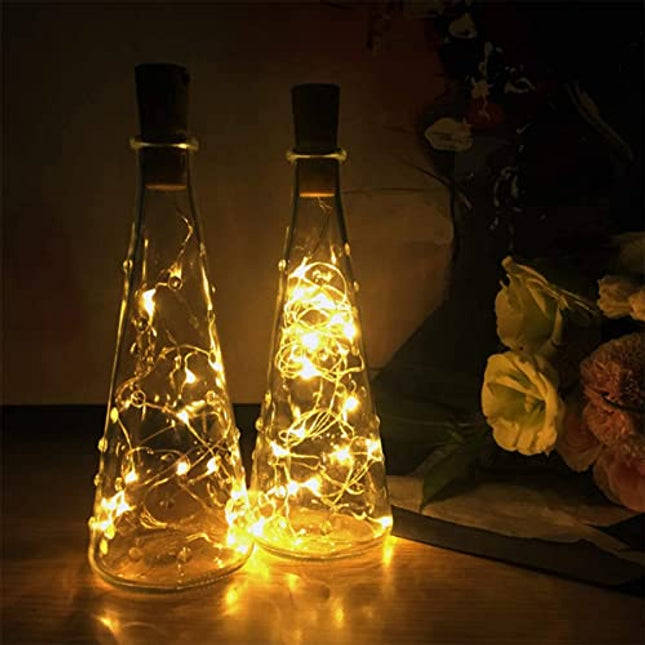 30 Pack Wine Bottle Lights with Cork - Cork Bottle Lights 90 Additional Batteries 6.6 Feet Silver Wire 20 LEDs,Fairy Mini String Lights for Christmas,DIY,Party,Decor,Wedding (Warm White)