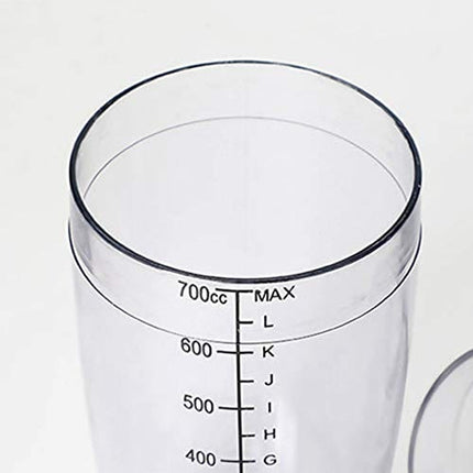 FEOOWV Plastic Cocktail Shaker, Hand Drink Mixer Boba Tea Shaker Cup with Scales,Bar Tool Transparent (24 oz / 700cc)
