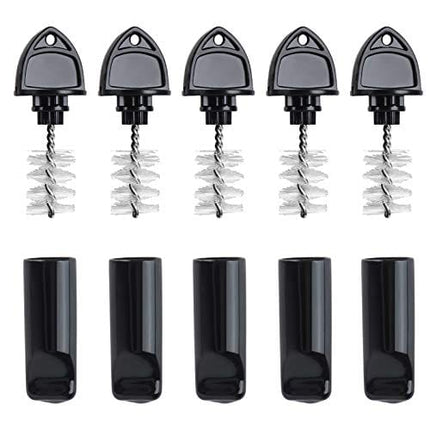 FERRODAY 10 Pieces Faucet Cap & Plug Brush Draft Beer Rubber Tap Soother Sanitary Covers Beer Faucet Brush Plugs Beer Faucet Tap Cleaning Plug - 5+5 Black