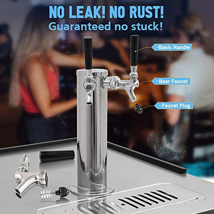 FERRODAY Stainless Steel Draft Beer Faucet SS304 Beer Faucet for Keg Tap Tower Beer Shank and Kegerator(Beer Faucet All SS304 Version)