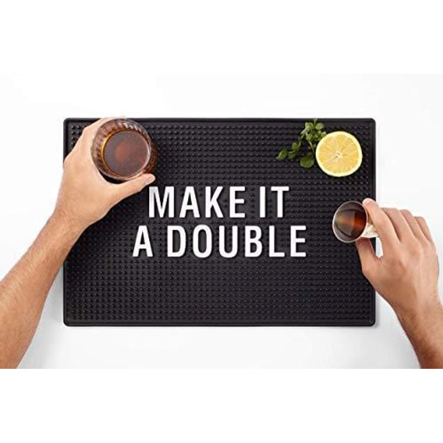 Bar Mat for Home Bar Decorations - Man Cave Basement Presents Decor Idea Dad Son Husband Father’s Day - Housewarming - College - New Home - Rubber Bar Service Spill Mat (12 x 18 inches)