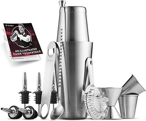 14-Piece Stainless Steel Cocktail Shaker Set - Professional Bartender Kit With All Bar Accessories