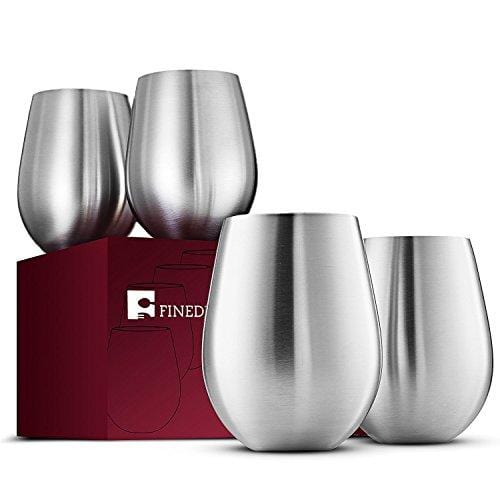 6 Pack 12Oz Stainless Steel, Stemless Wine Tumbler, Glasses Set with L