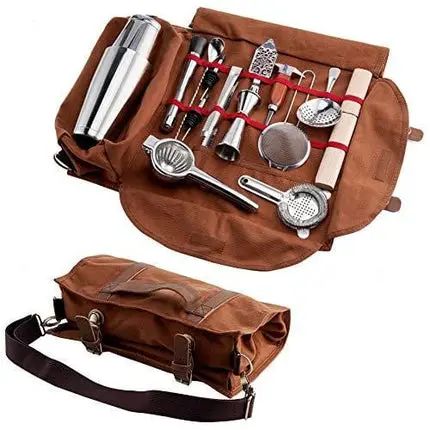 Finneshoky Cocktail Tool Set Bartender Kit Portable Tote Bag ，14 Piece Bar Tool Set Fully Padded ，Easy to carry to the Picnic and Travel
