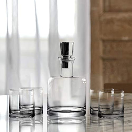 Fitz and Floyd Clear Decorative Whiskey Decanter Set with Top-Lead Free Glass for Wine, Bourbon, Brandy, Liquor