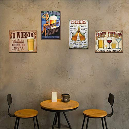 FlowerBeads Old Fashioned Signs Metal Painting Vintage Movie Poster Plaque for Cofee Cafe Bar Pub Art Home Wall Decoration - 20x30cm 4PCS