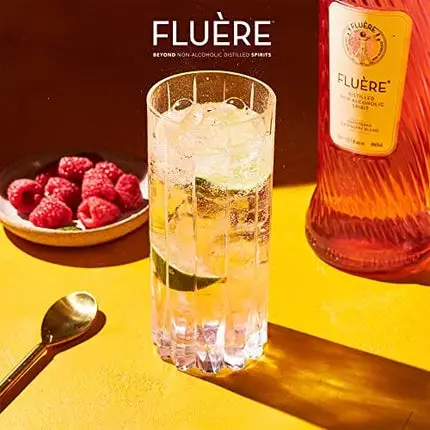 FLUÈRE PINK GIN ALTERNATIVE – Fresh Rasberry Blend, Non-Alcoholic Spirit, 23.7 Fl Oz| Low Calories | Created for Cocktails | Coriander Seed, Juniper Berries, Raspberries, Lavender and Lime Peel