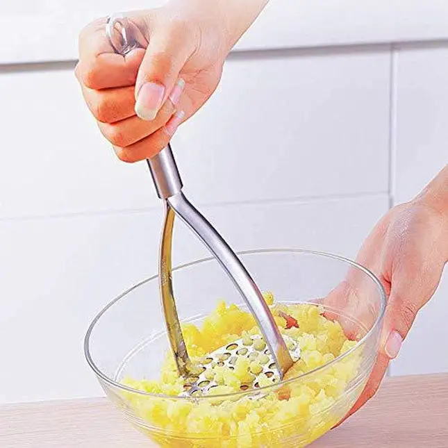 FLYINGSEA Potato Masher,Professional 18-10 Stainless Steel Potato Masher,Garlic Press,Cooking And Kitchen Gadget. (Two-sided)