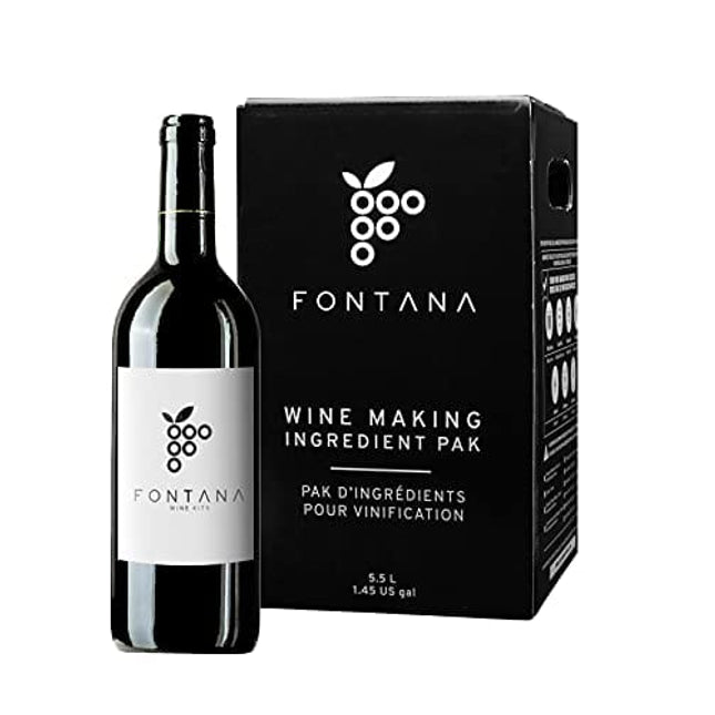 Fontana Wine Making Ingredient Kit - California Shiraz Wine Kit | 6 Gallon Wine Kit | Premium Ingredients for DIY Wine Making | Makes 30 Bottles of Wine