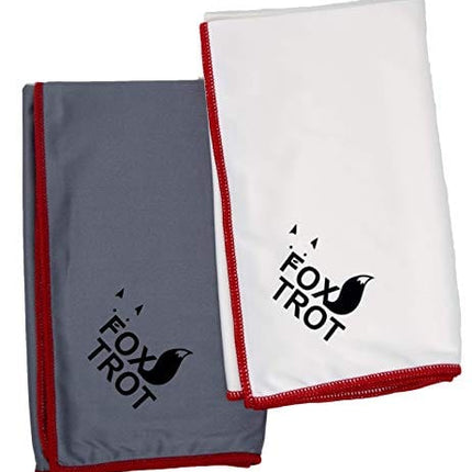 Fox Trot Large Microfiber Polishing Cloths (2 Pack White | Gray) | Streak Free, Lint Free Shine and Clarity for Wine Glasses, Stemware and More