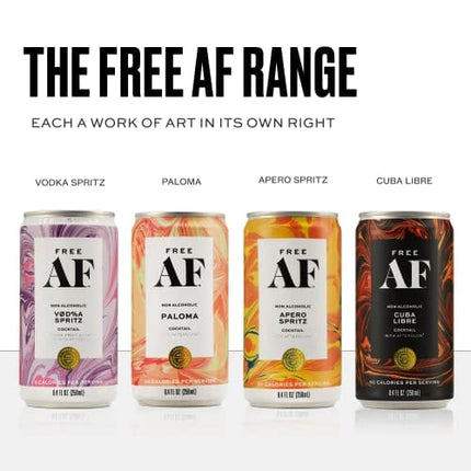 Free AF Apero Spritz | Non Alcoholic Sparkling Cocktail | Gluten Free, Low Calorie, Low Sugar | Alcohol-Free | 12 Pack | 8.4 fl oz cans