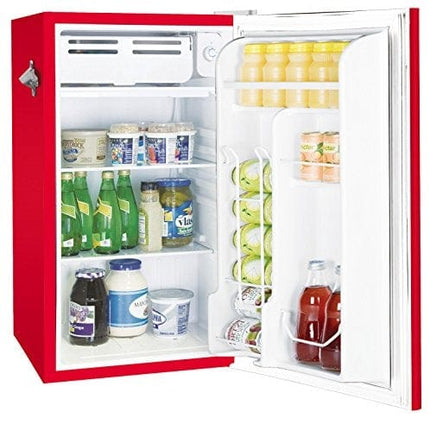 Frigidaire Retro Bar Fridge Refrigerator with Side Bottle Opener, 3.2 cu. ft, Red
