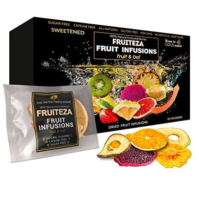 Fruiteza Fruit Infusions - Herbal Tea Bags - Herbal Sampler Variety Pack - Iced Tea Box – Decaf Tea Bags - Assorted Fruit Tea - Passion Fruit Tea Packs – Decaffeinated Immunity Tea – Water Flavoring Cold Brew Bags