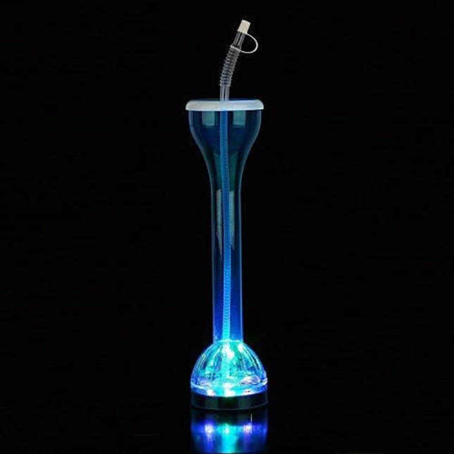 LED Drinking Bottle with Straw - Light Up Tumbler for Rave Party and Event - Blue