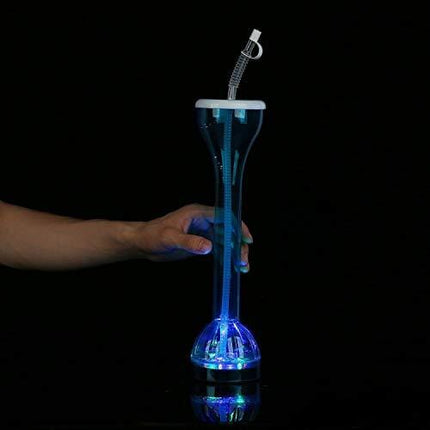 LED Drinking Bottle with Straw - Light Up Tumbler for Rave Party and Event - Blue