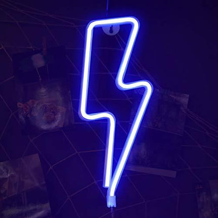 Funpeny LED Neon Decorative Light, Neon Sign Shaped Decor Light, Lightning Shape Indoor Decor for Halloween Decoration Living Room, Birthday Party, Wedding Party (Blue)
