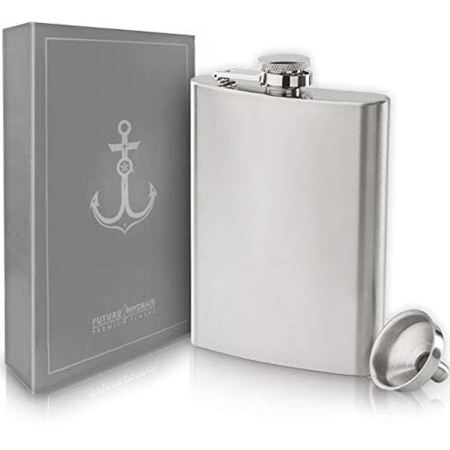 Hip Flask for Liquor - Food Grade, 304 Rustproof and Leakproof Stainless Steel, Pocket Flasks are Perfect for Men or Women to Drink Whiskey Alcohol, Funnel and Flask set (8 Ounce, Silver)