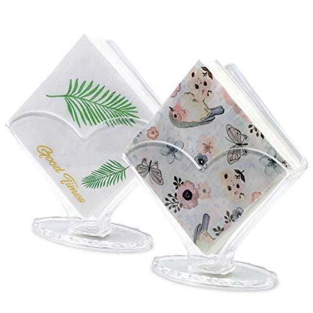 Cocktail Napkin Holder 2 Pack, Coffee Filter Holder, Decorative Clear Caddy Beverage Napkin Holder for Tables and Kitchen