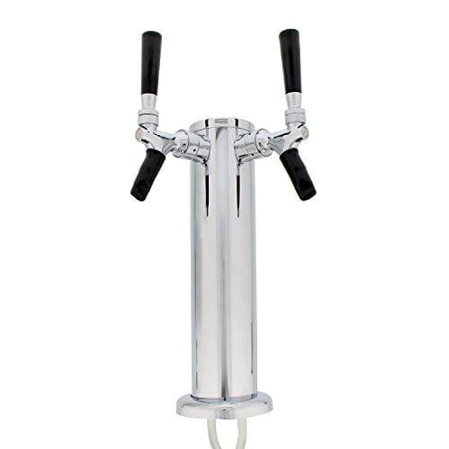 Dual Beer Tower Dispenser - Draft Kegerator Tower Beer Dispenser Kit with 2 Faucet Tap Handles & Caps, Hose, Keg Wrench