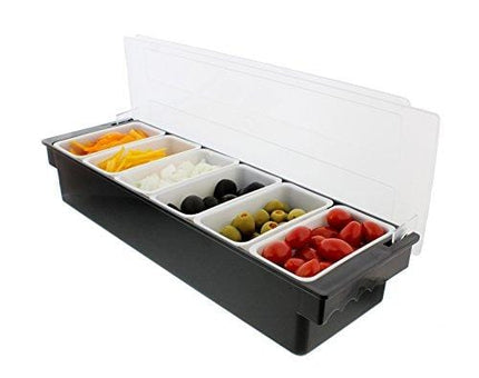 Ice Cooled Condiment Serving Container Chilled Garnish Tray Bar Caddy for Home Work or Restaurant