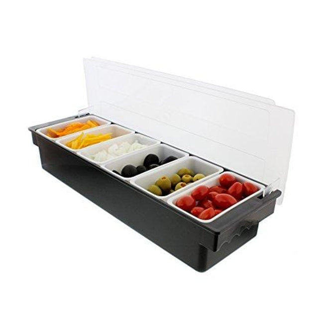 Ice Cooled Condiment Serving Container Chilled Garnish Tray Bar Caddy for Home Work or Restaurant
