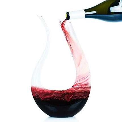 Galashield Wine Decanter, 100% Hand Blown Lead-free Crystal Glass Red Wine Carafe U Shape Wine Aerator