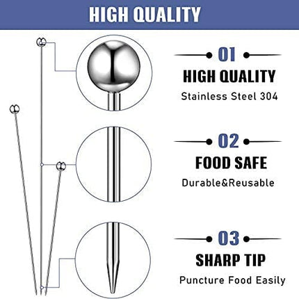 36 Pieces Cocktail Picks Stainless Steel Martini Picks 4 Inch 6 Inch 8 Inch Stainless Steel Appetizer Drink Sticks Cocktail Toothpicks for Cocktail Hamburger Birthday Party Home Bar